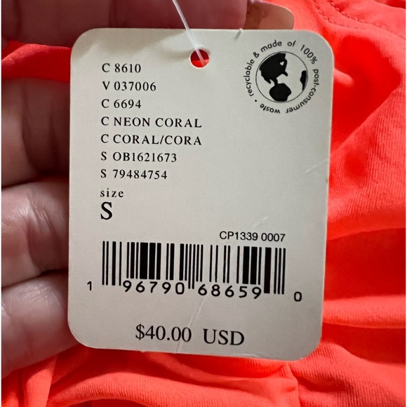 Free People Movement Shirr Enough Cami Top Neon Coral size Small - Picture 9 of 13